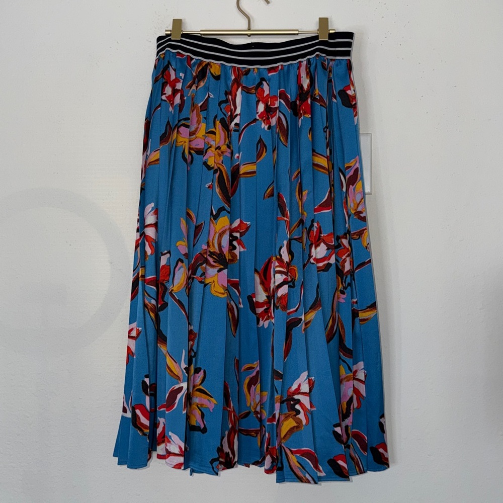 Halogen Blue Vibrant Floral Pleated Skirt Sz. L (1) NWT! - Picture 6 of 9